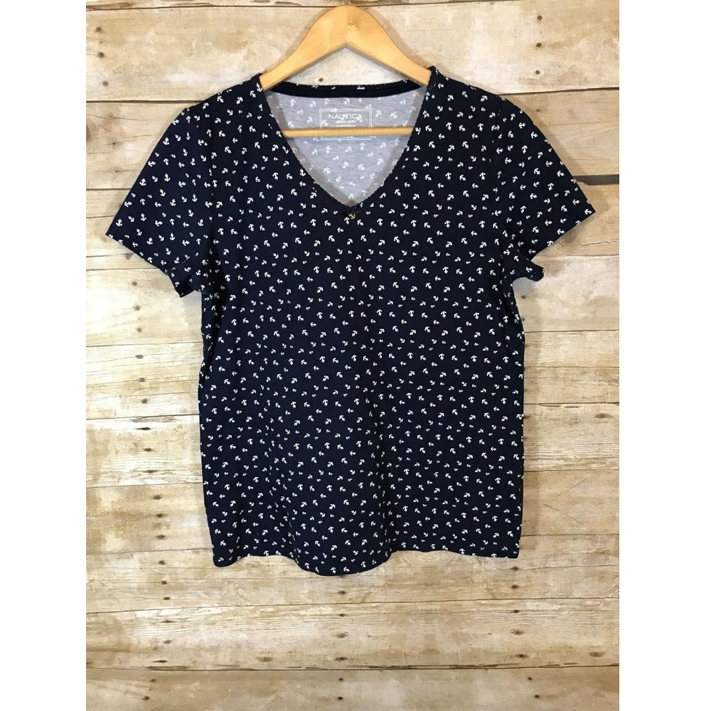 Nautica Woman Short-Sleeve V-Neck Sleep T-Shirt L